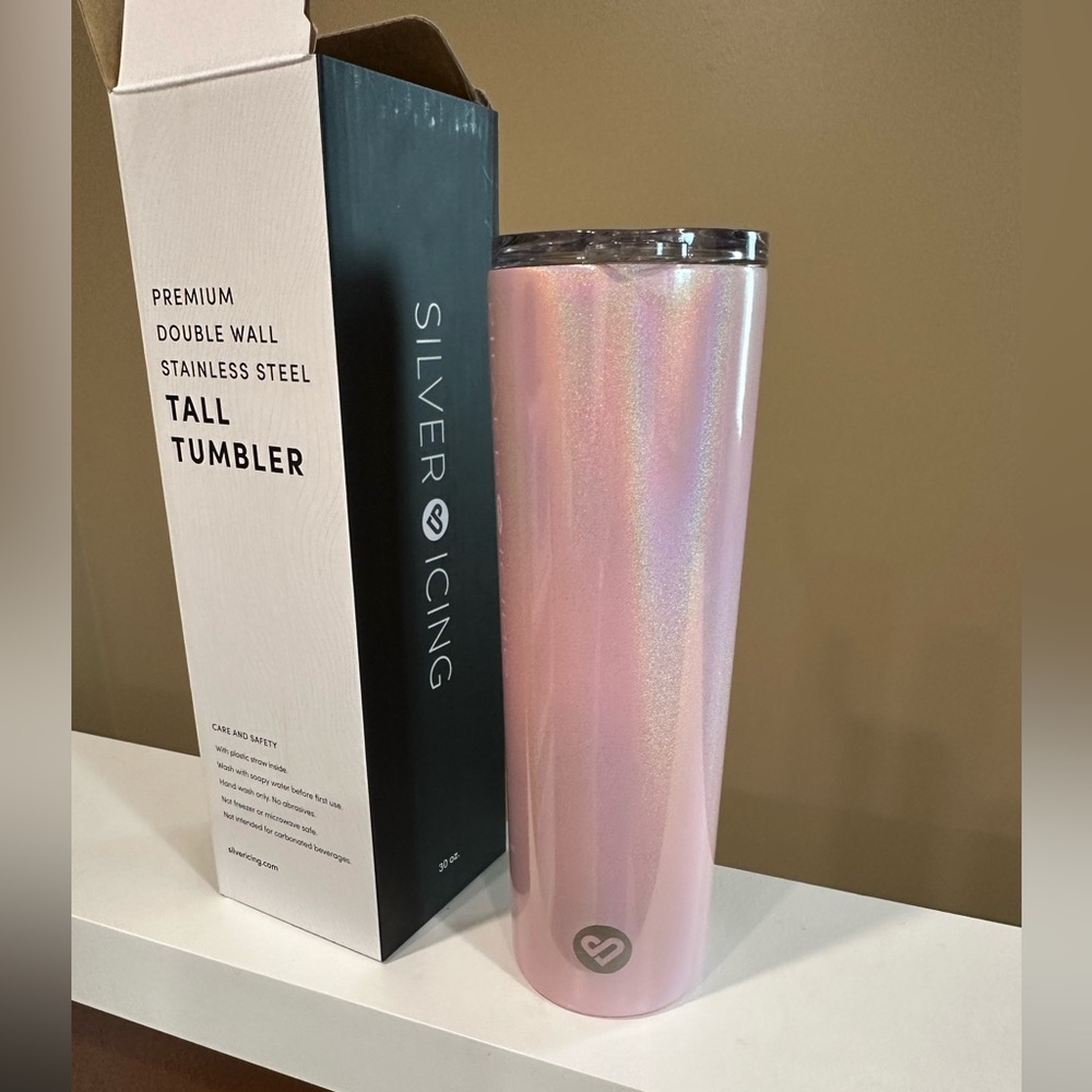 Silver Icing Pink glitter Stainless Steel Tumbler